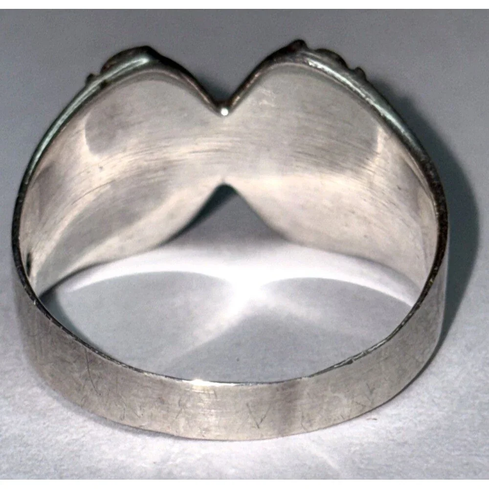 Sterling Silver Stylized 'S' Wide Band Ring Size 7 - 7.5
